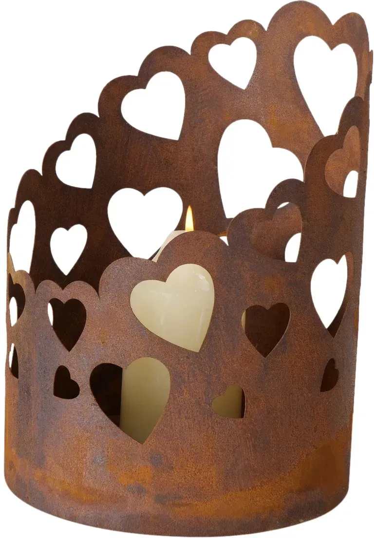 Windlicht Wili Rund Aus Goldfarbenem Alu – 11x15 Cm, Mit Durchbruchsmuster
